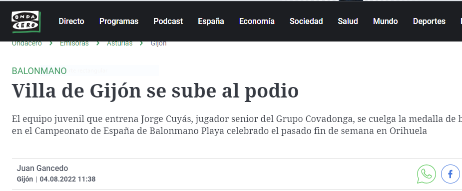 Villa de Gijón medalla en bronce en Cadiz